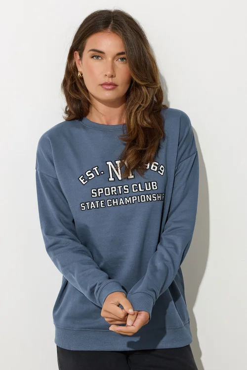 Long Tall Sally Blue 'NY 1969' Slogan Sweatshirt - Size 20 Clothing Image 2