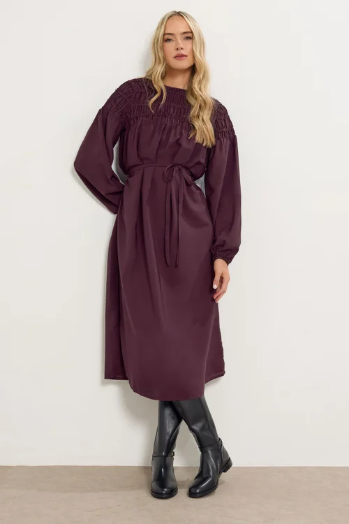 Long Tall Sally Purple Shirred Long Sleeve Midi Dress - 10 Image 2