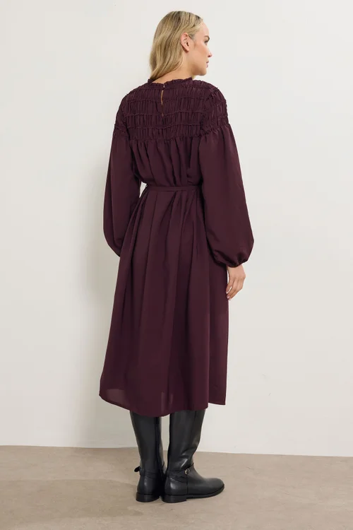 Long Tall Sally Purple Shirred Long Sleeve Midi Dress - 10 Image 4