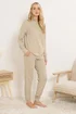 Long Tall Sally Beige Brown Waffle Lounge Trousers - Size 10 Image 1