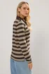 Long Tall Sally Chocolate Brown Striped Jersey Polo Top - Size 14 Image 3