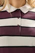 Long Tall Sally Ivory White Striped Jersey Polo Top - Size 20 Image 4
