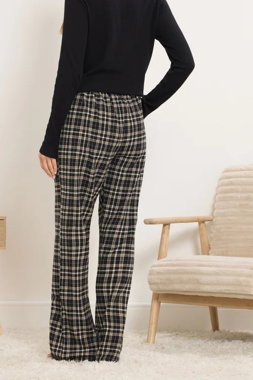 Long Tall Sally Black Cotton Check Pyjama Bottoms - Size 22-24 Image 3