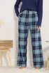 Long Tall Sally Blue Cotton Check Pyjama Bottoms - Size 22-24 Image 2