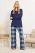 Long Tall Sally Blue Cotton Check Pyjama Bottoms - Size 22-24 Image 1