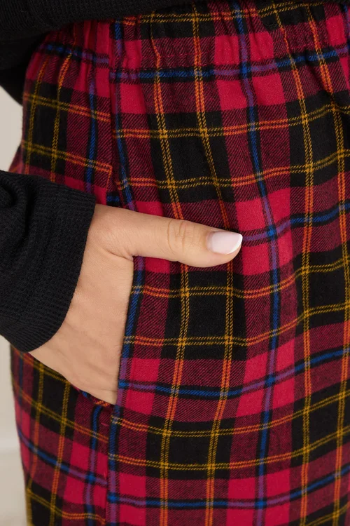 Long Tall Sally Black & Red Cotton Check Pyjama Bottoms - Size 18-20 Image 4