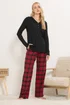 Long Tall Sally Black & Red Cotton Check Pyjama Bottoms - Size 18-20 Image 1