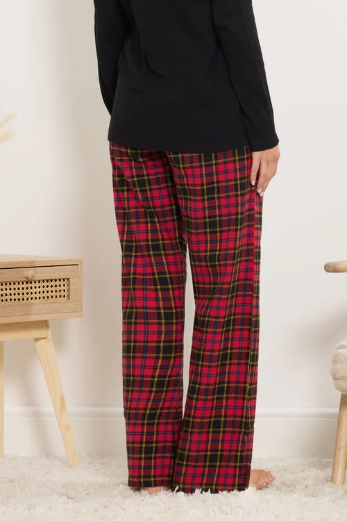 Long Tall Sally Black & Red Cotton Check Pyjama Bottoms - Size 18-20 Image 3