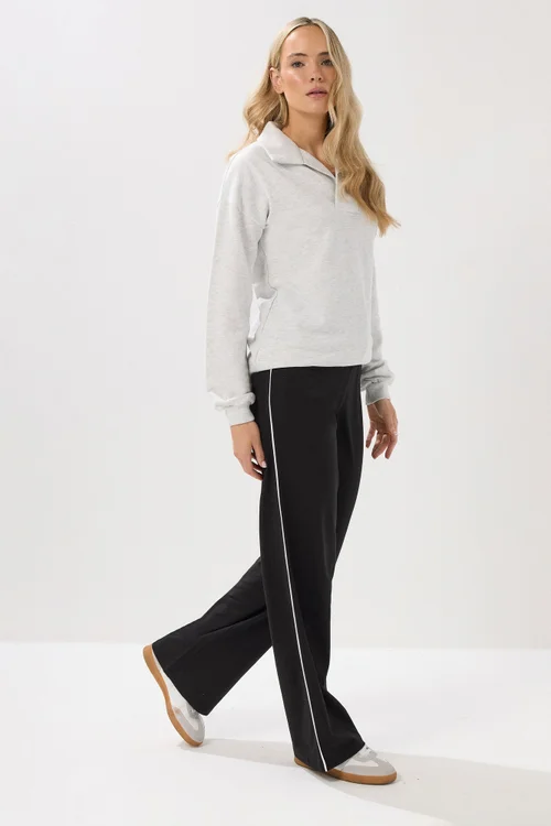 Long Tall Sally Black Striped Wide Leg Leggings - 16/L36 Image 3