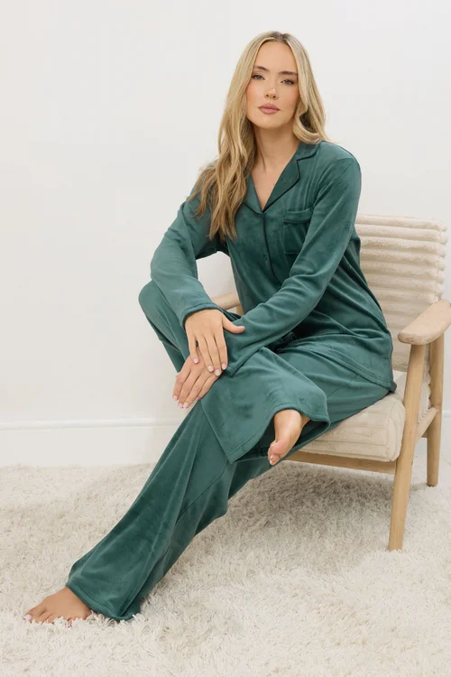 Long Tall Sally Green Super Luxe Touch Pyjama Set - Size 18-20 Image 2