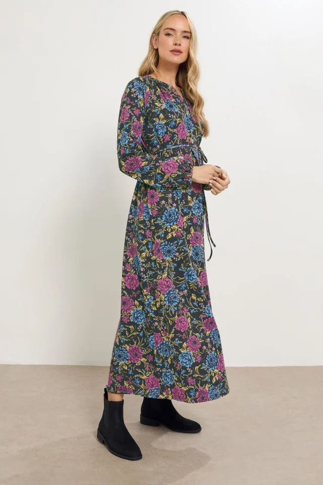 Long Tall Sally Black Floral Belted Maxi Dress