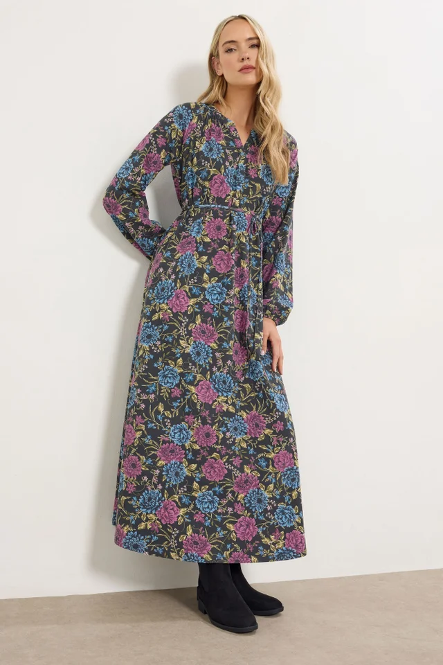 Long Tall Sally Black Floral Belted Maxi Dress