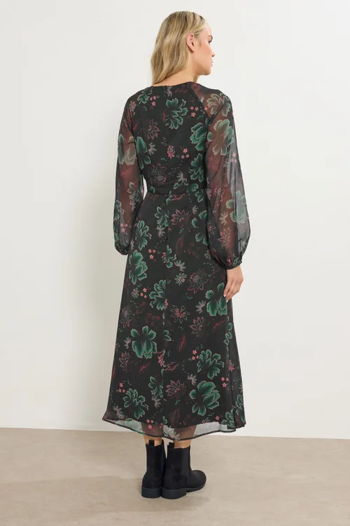 Long Tall Sally Black Chiffon Floral Maxi Dress - 12 Image 4