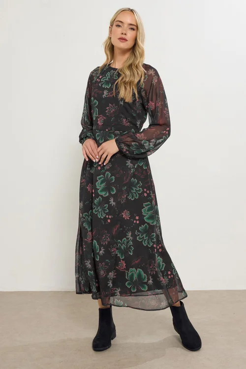Long Tall Sally Black Chiffon Floral Maxi Dress - 12 Image 2