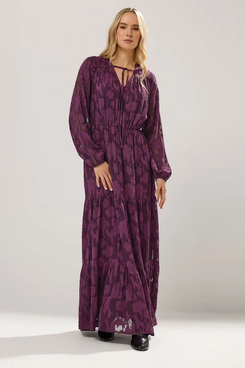 Long Tall Sally Purple Jacquard Boho Maxi Dress - 12 Image 1