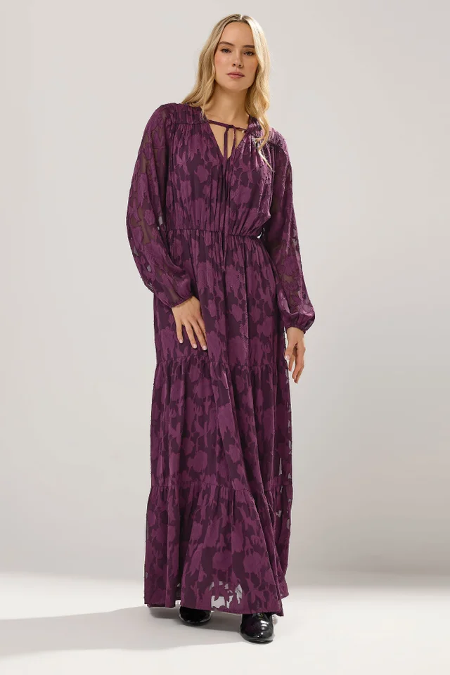Long Tall Sally Purple Jacquard Boho Maxi Dress