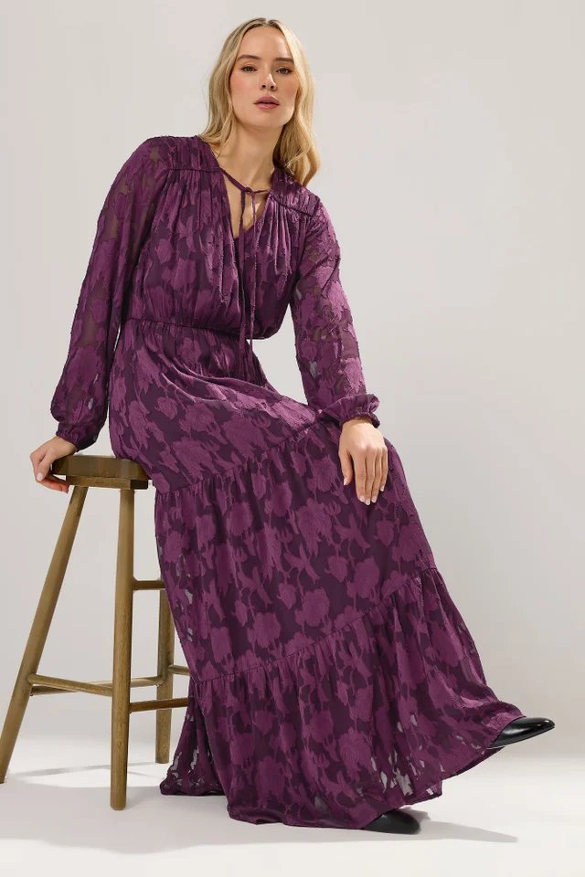 Long Tall Sally Purple Jacquard Boho Maxi Dress