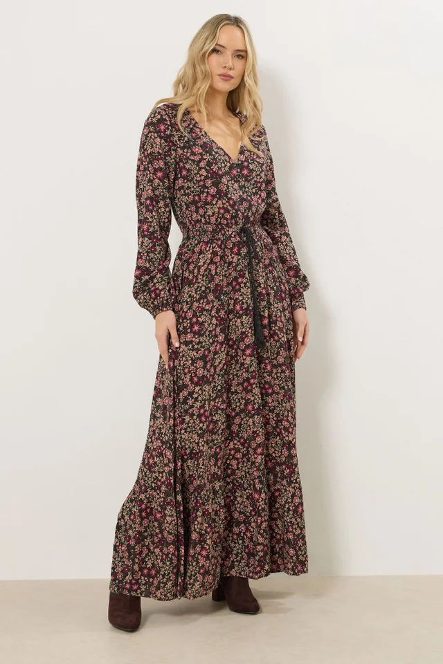 Long Tall Sally Black Floral Button Maxi Dress