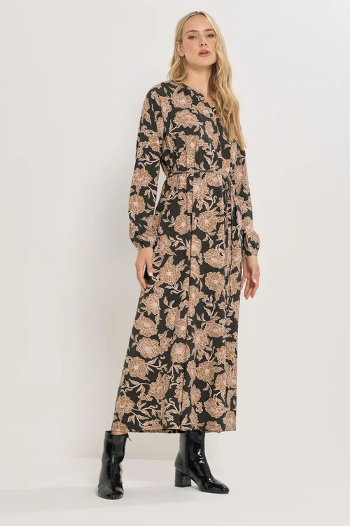 Long Tall Sally Brown Floral Belted Maxi Dress - 8 Image 3