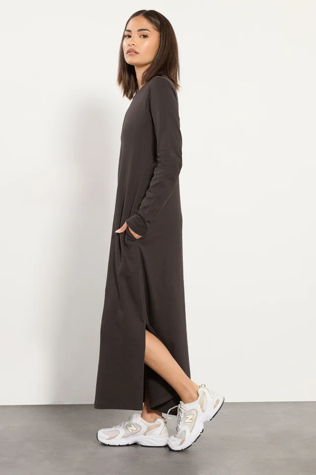 PixieGirl Petite Chocolate Brown T-Shirt Maxi Dress