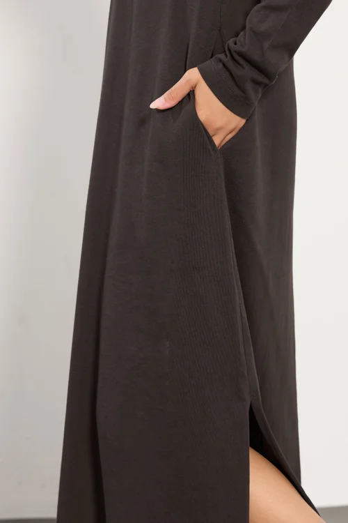 PixieGirl Petite Chocolate Brown T-Shirt Maxi Dress - 10 Image 4