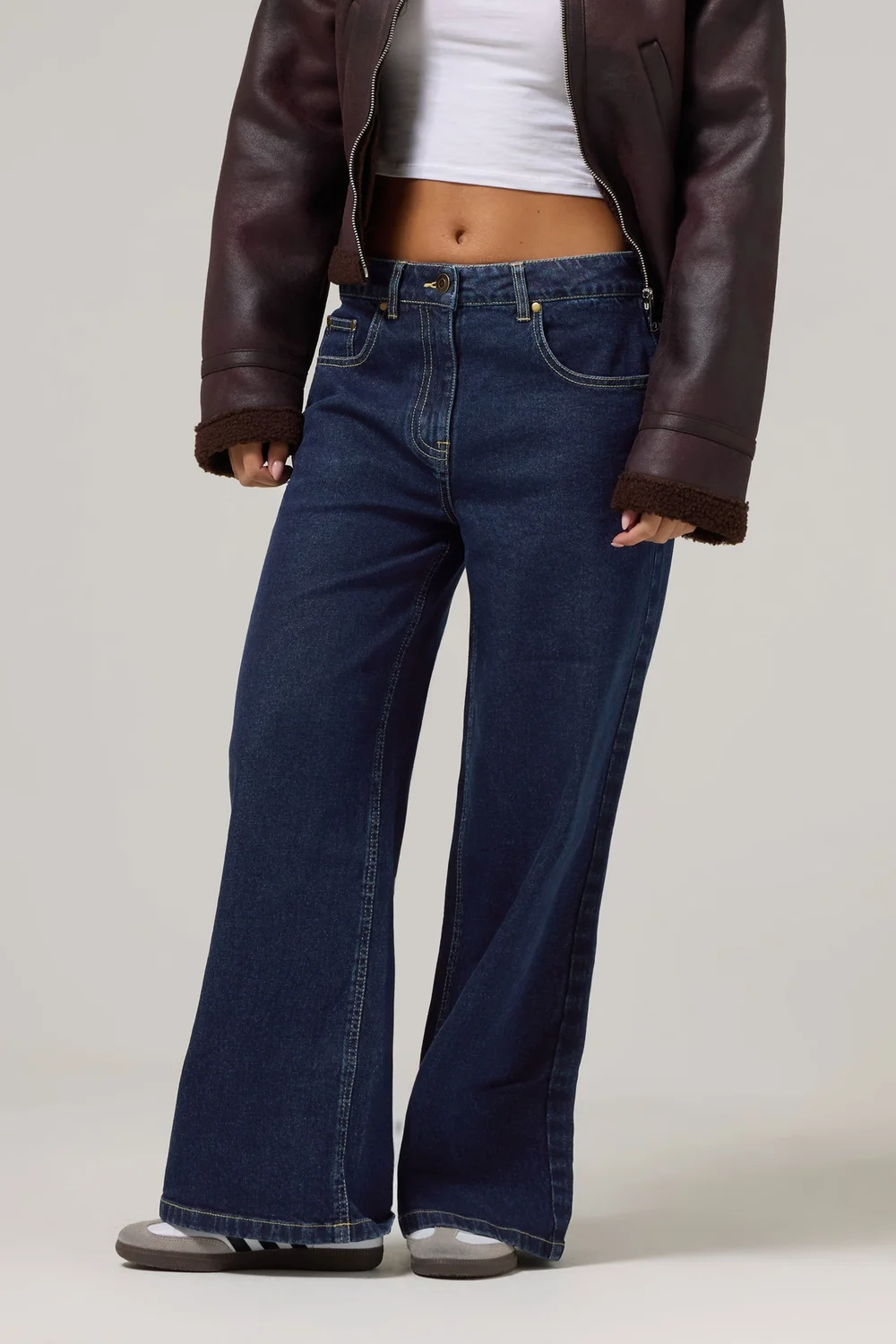 PixieGirl Petite Dark Blue Wide Leg Jeans - 6 Image 2