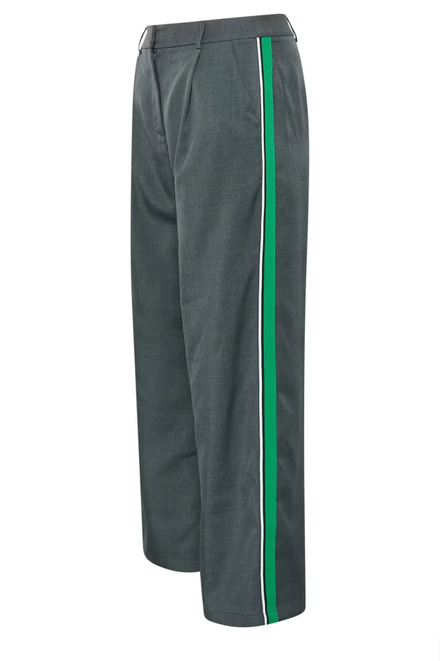 PixieGirl Petite Grey & Green Striped Formal Trousers