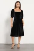 PixieGirl Petite Black Square Neck Velvet Dress - 8 Image 1