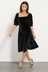 PixieGirl Petite Black Square Neck Velvet Dress - 8 Image 2