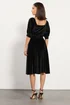 PixieGirl Petite Black Square Neck Velvet Dress - 8 Image 3