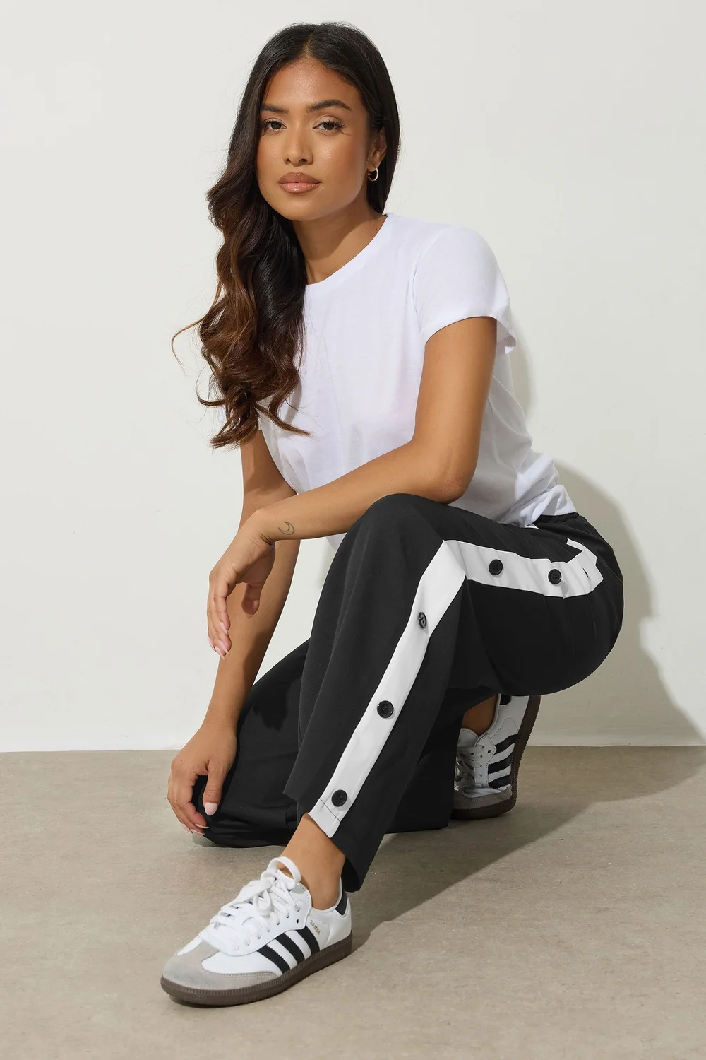 PixieGirl Petite Black Contrast Stripe Wide Leg Trousers - 12 Image 1