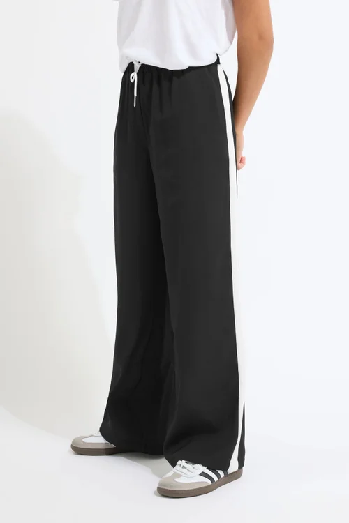 PixieGirl Petite Black Striped Wide Leg Trousers - 8 Image 2