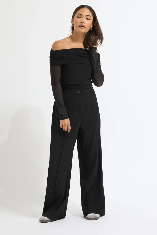 PixieGirl Petite Black Pocket Formal Trousers