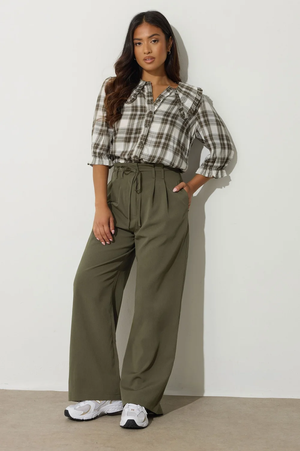 PixieGirl Petite Green Tie Wide Leg Trousers - 14 Image 2