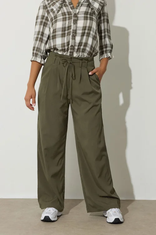 PixieGirl Petite Green Tie Wide Leg Trousers - 14 Image 3