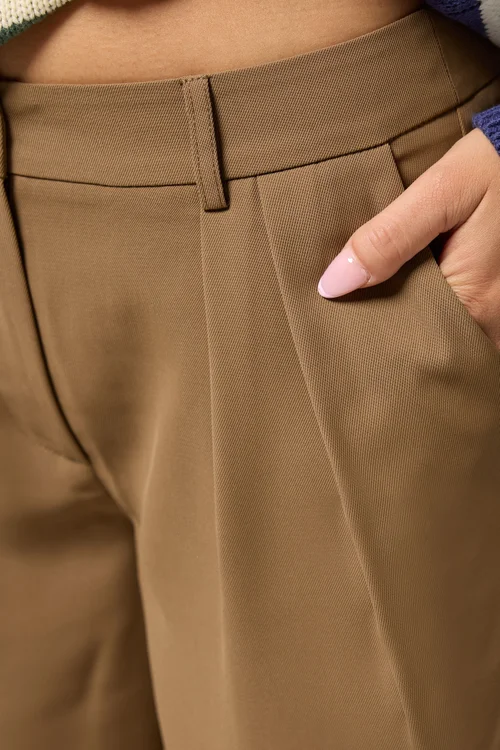 PixieGirl Petite Brown Pleated Formal Trousers - 14 Image 4