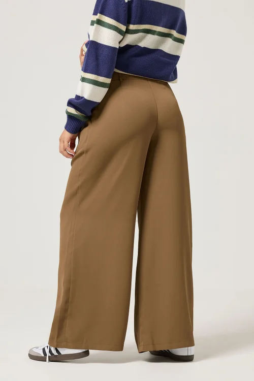 PixieGirl Petite Brown Pleated Formal Trousers - 14 Image 3