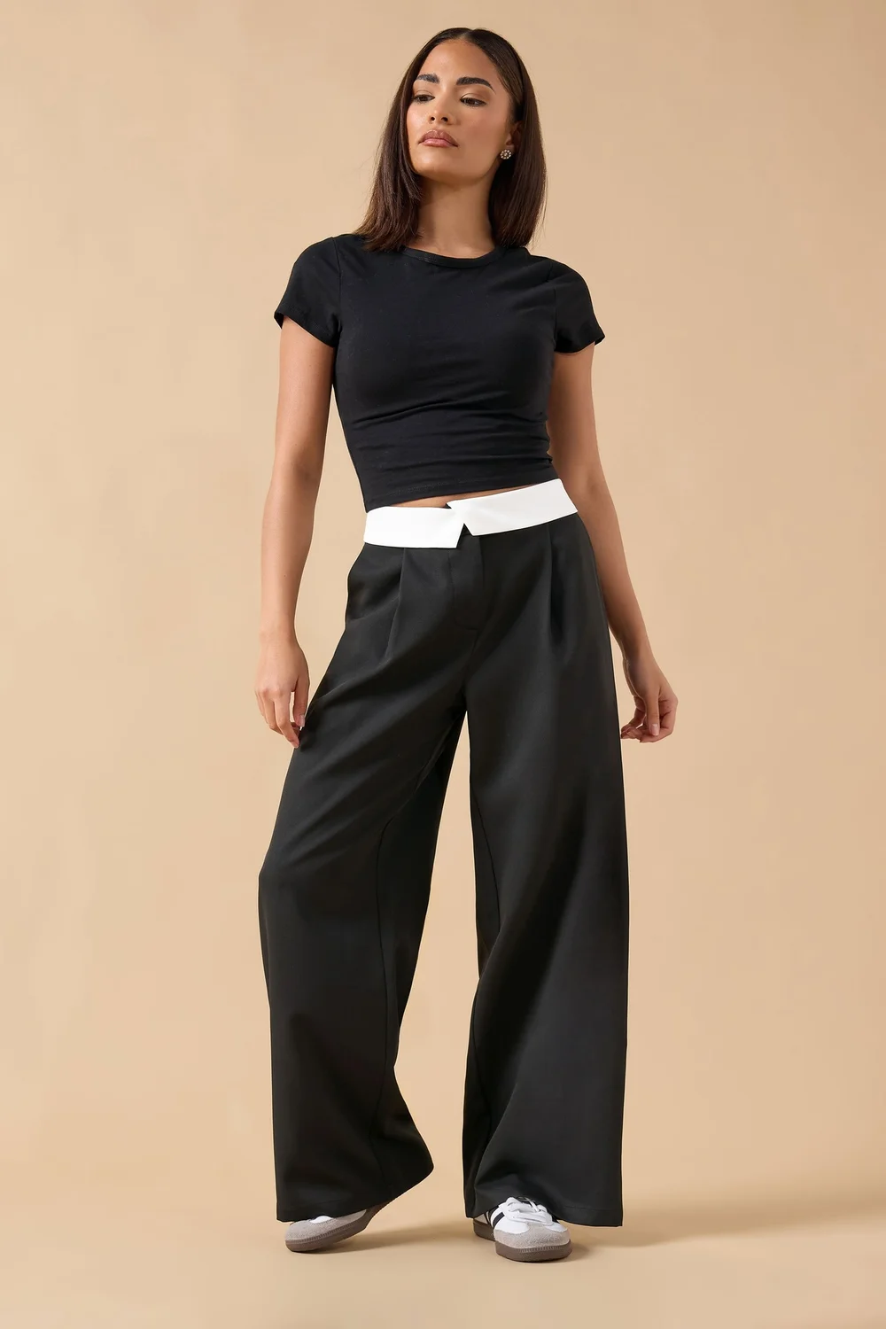 PixieGirl Petite Black Fold Over Smart Trousers - 12 Image 1