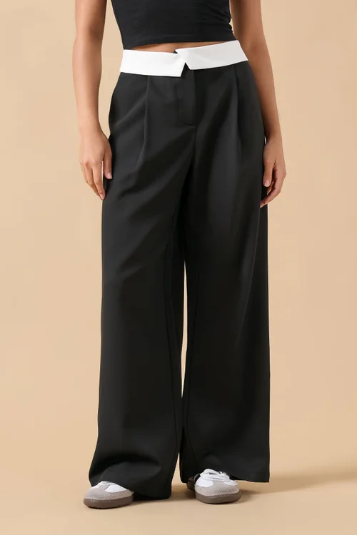 PixieGirl Petite Black Fold Over Smart Trousers - 12 Image 2