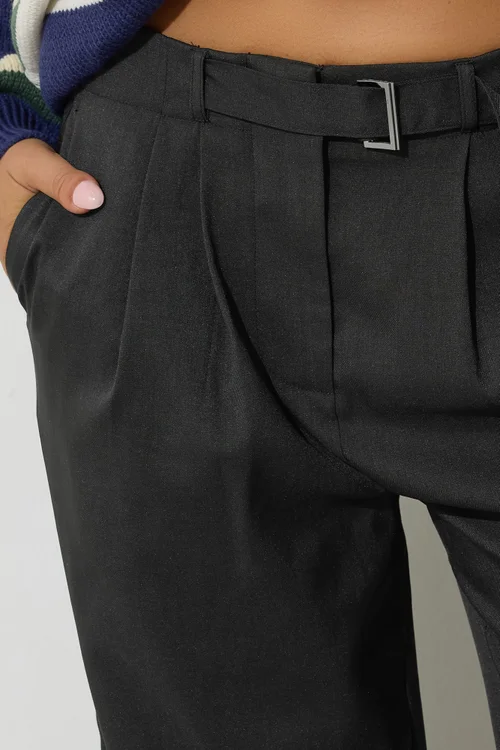 PixieGirl Petite Black Square Buckle Wide Leg Trousers - 10 Image 4