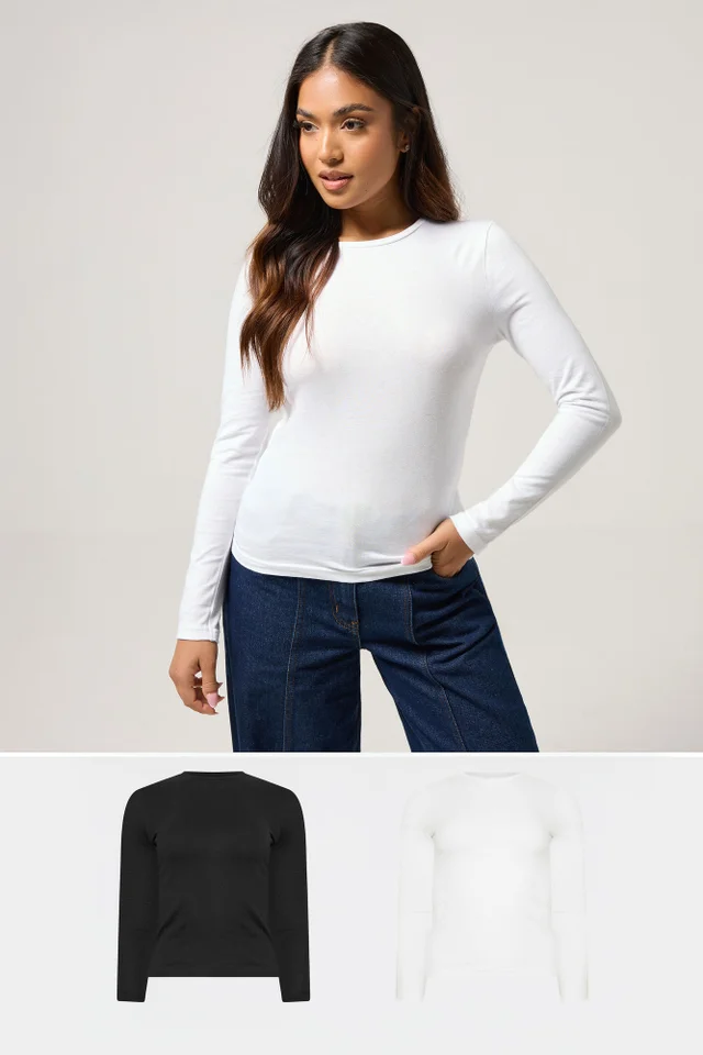 PixieGirl Petite 2 Pack Black & White Cotton T-Shirts