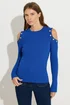 Star By Julien Macdonald Blue Button Detail Cold Shoulder Jumper - Size 14-16 Image 2