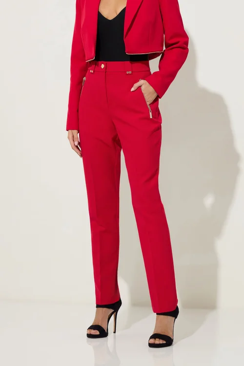 Star By Julien Macdonald Red Tailored Straight Leg Trousers - 18 Image 3