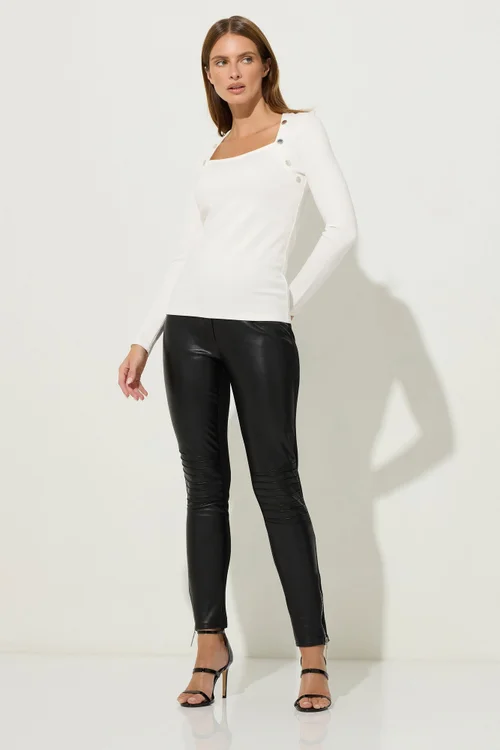 Star By Julien Macdonald White Button Detail Top - Size 16 Clothing Image 2