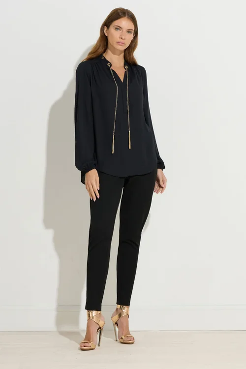 Star By Julien Macdonald Black Chain Blouse - Size 16 Clothing Image 4