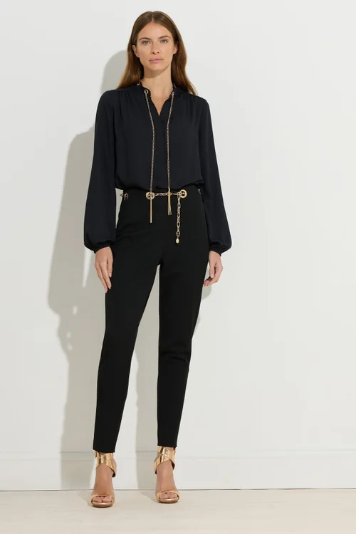 Star By Julien Macdonald Black Chain Blouse - Size 16 Clothing Image 3