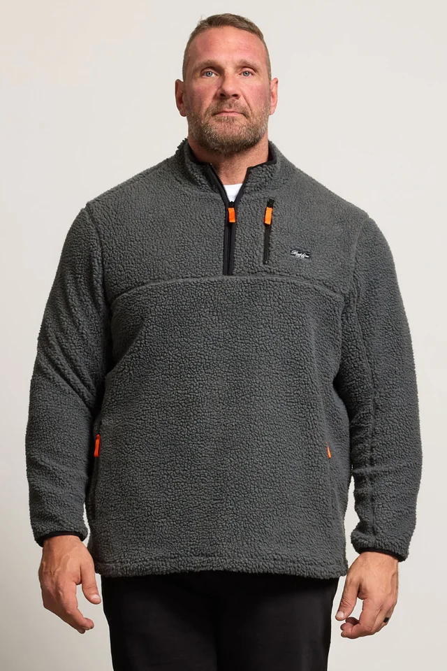 BadRhino Grey Sherpa Quarter Zip Fleece