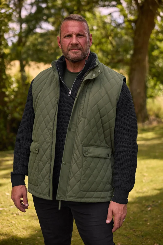 BadRhino Khaki Green Diamond Quilted Gilet