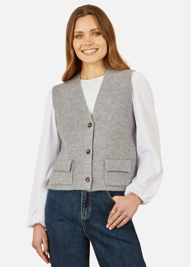 Yumi Grey Knitted Pullover Waistcoat