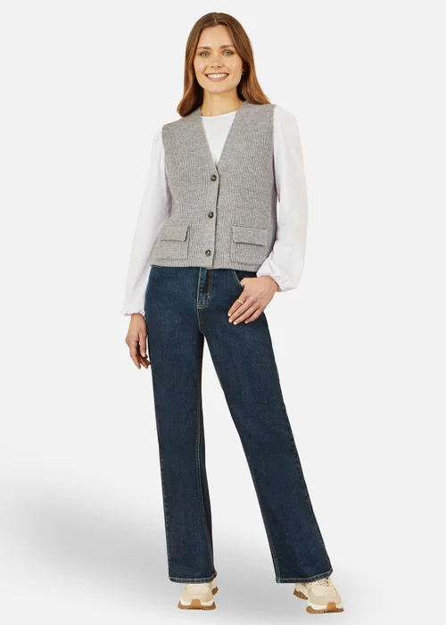 Yumi Grey Knitted Pullover Waistcoat - L Image 2